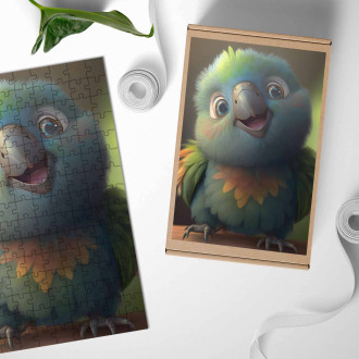 Drevené puzzle Roztomilý animovaný papagáj 2