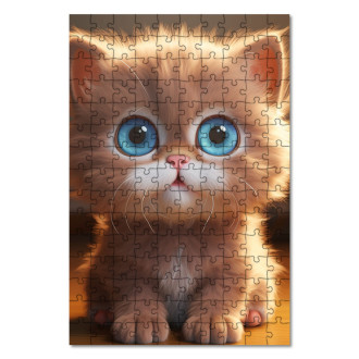 Drevené puzzle Roztomilá animovaná mačka 1