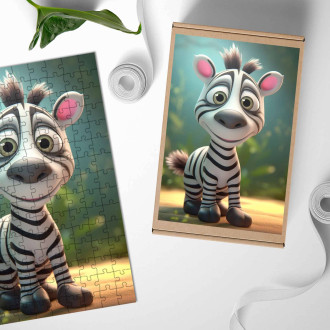 Drevené puzzle Roztomilá animovaná zebra