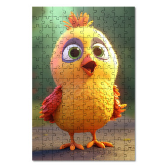 Drevené puzzle Roztomilé animované kura