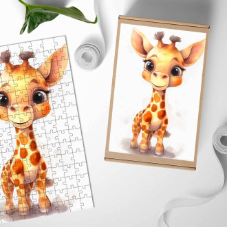 Drevené puzzle Kreslená Žirafa
