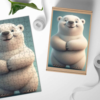 Drevené puzzle Roztomilý animovaný ľadový medveď