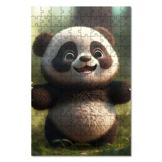 Drevené puzzle Roztomilá animovaná panda