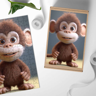 Drevené puzzle Roztomilá animovaná opice