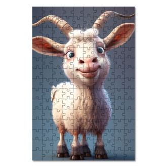 Drevené puzzle Roztomilá animovaná koza 2
