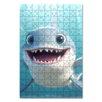 Drevené puzzle Roztomilý animovaný žralok