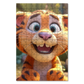 Drevené puzzle Roztomilý animovaný tiger 1