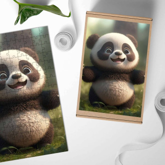 Drevené puzzle Roztomilá animovaná panda