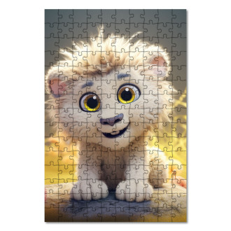 Drevené puzzle Roztomilý animovaný lev