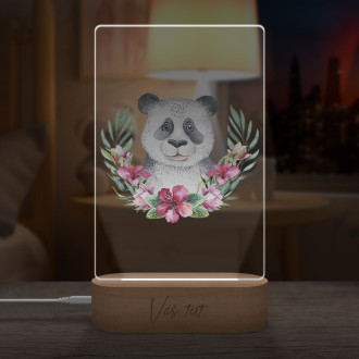 Detská lampička Panda v kvetoch