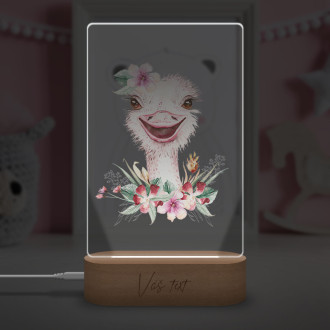 Detská lampička Pobavený pštros v kvetoch