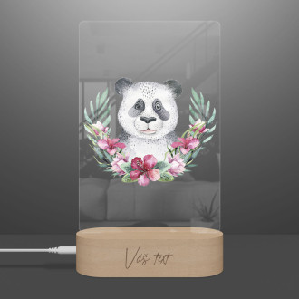 Detská lampička Panda v kvetoch