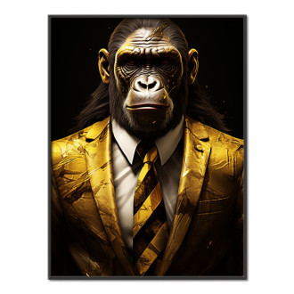opica v zlatom obleku a kravate