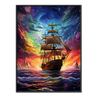 loď a farebná nočná obloha
