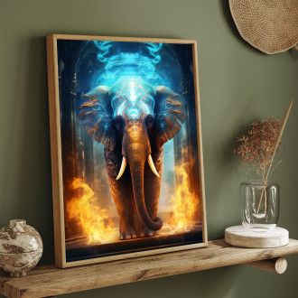 mystický slon s ohňom