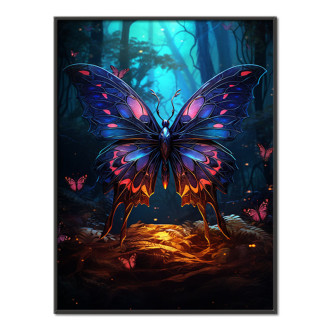 farebný motýľ v tmavom lese 2