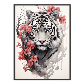 tiger s červenými kvetmi