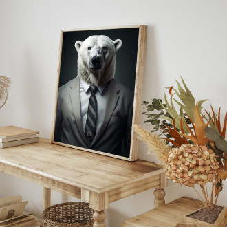 ľadový medveď v obleku a kravate