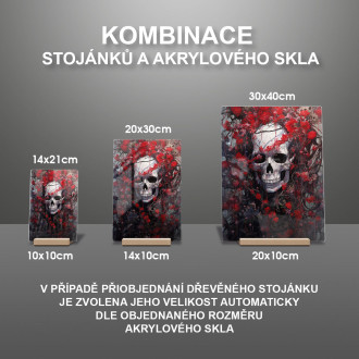 Akrylové sklo lebka pokrytá kvetmi