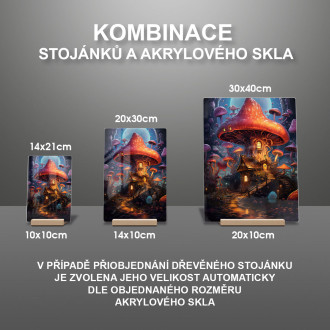 Akrylové sklo jednorožec s kvetmi okolo 2