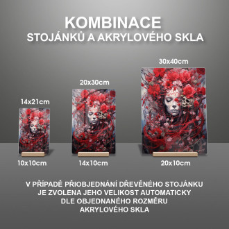 Akrylové sklo žena pokrytá kvetmi 3