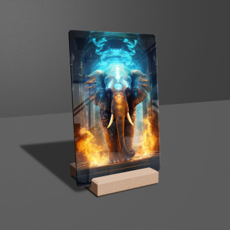 Akrylové sklo mystický slon s ohňom