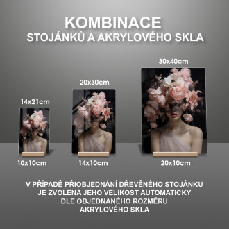 Akrylové sklo žena s kvetmi v tvári