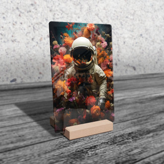 Akrylové sklo astronaut v kvetinovom priestore
