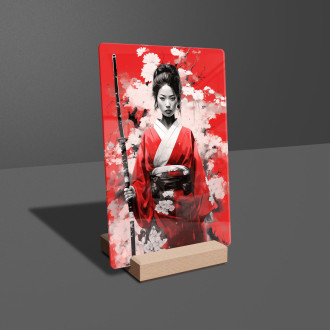 Akrylové sklo dievča s drakom v kimone