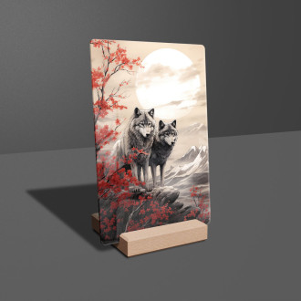 Akrylové sklo vlci s japonským slnkom