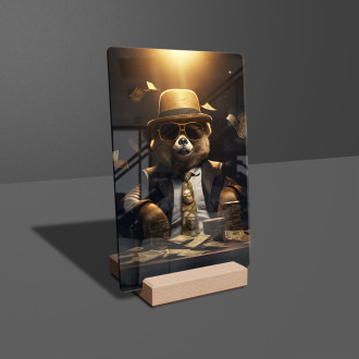 Akrylové sklo medveď s cache