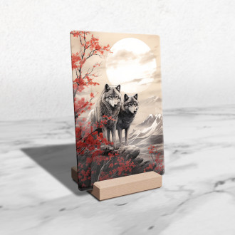 Akrylové sklo vlci s japonským slnkom