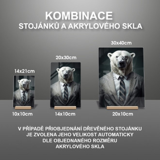 Akrylové sklo ľadový medveď v obleku a kravate
