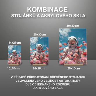 Akrylové sklo astronaut v kvetinovom vesmíre s helmou