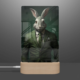 Lampa králik v zelenom obleku
