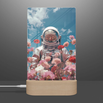 Lampa astronaut v kvetinovom vesmíre s helmou