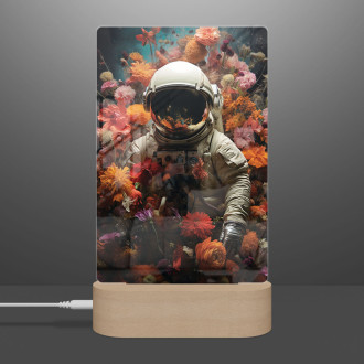 Lampa astronaut v kvetinovom priestore