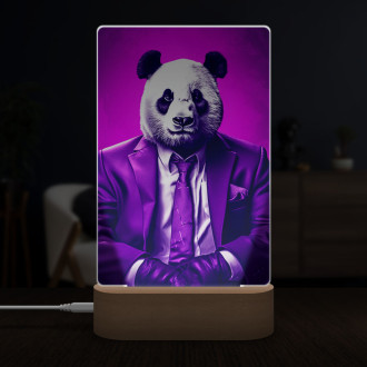 Lampa panda vo fialovom obleku a kravate