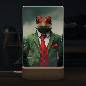 Lampa žaba v obleku