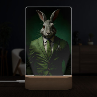 Lampa králik v zelenom obleku