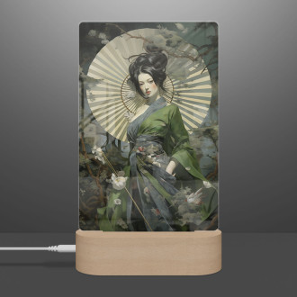 Lampa geisha s vejárom