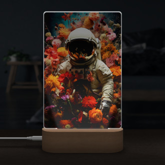 Lampa astronaut v kvetinovom priestore