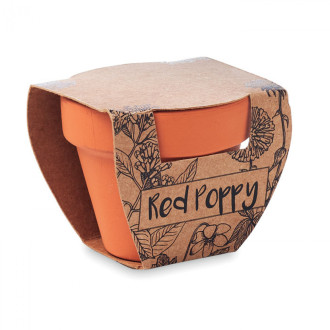 RED POPPY, Terakotový květináč - mák