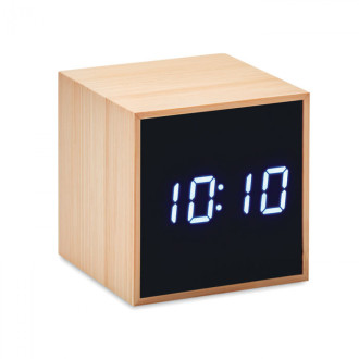 MARA CLOCK, Budík s LED v krytu z bambusu