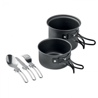 POTTY SET, 2 kempingové hrnce s příbory
