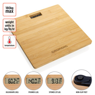 Digitální osobní váha Grundig z bambusu