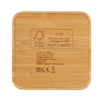 Bambusová bezdrátová nabíječka 5W s USB