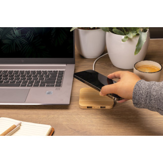 Bambusová bezdrátová nabíječka 10W s USB