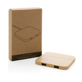 Bambusová bezdrátová nabíječka 10W s USB