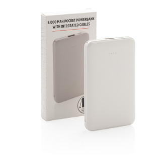 Kapesní powerbanka 5 000 mAh s integrovaným kabelem